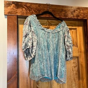 Anthropologie Letrnrbe turquoise blouse. Size small